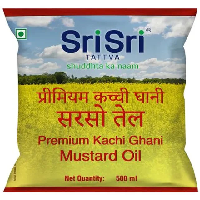 Sri Sri Tattva Premium Kachi Ghani Mustard Oil, 500 ml Pouch-1.webp